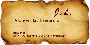 Joanovits Levente névjegykártya
